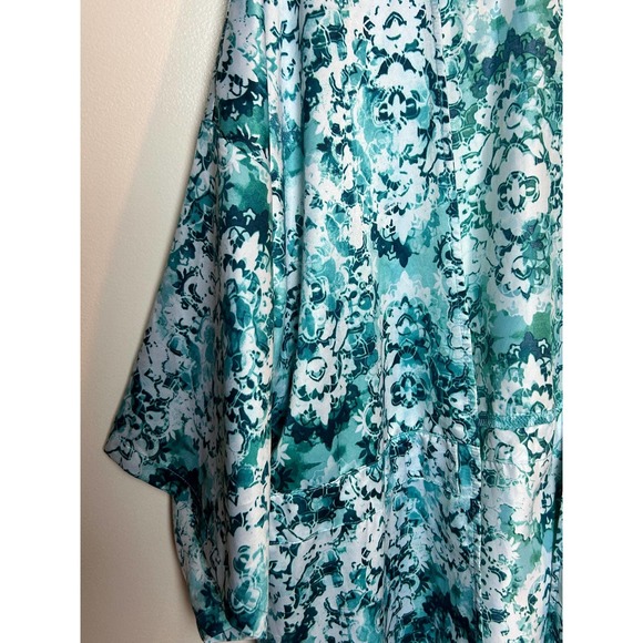Vintage Linea Dontella Green Blur Floral Robe Lightweight L/XL - Picture 2 of 8